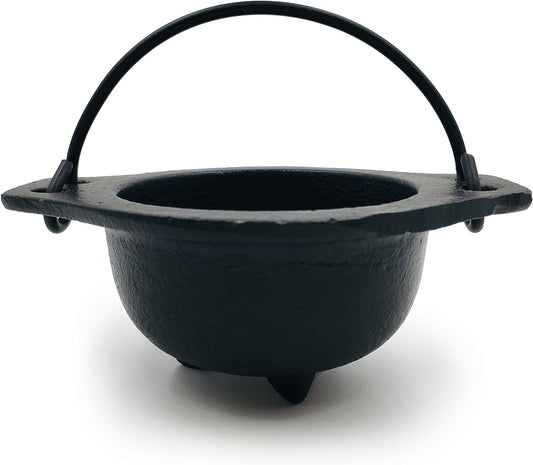 Cast Iron Cauldron - Charcoal Incense Burner, Halloween Decor, Altar Supplies - 3 Inch Diameter