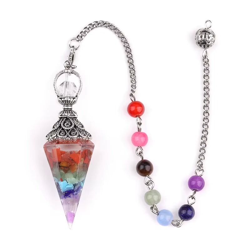 Natural Healing Crystals Kit 7 Chakra Tumbled Stones Resin Pendulum Braided Rope Amethyst Orgone Pyramid Yoga Card Set with Box