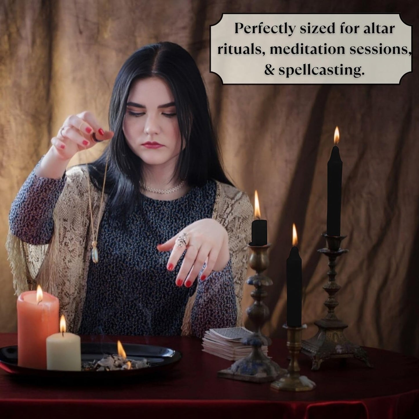 ® Set of 20-4" Mini Chime Ritual Spell Unscented Taper Candles – Ideal for Chime/Altar/Spell Work (Black)