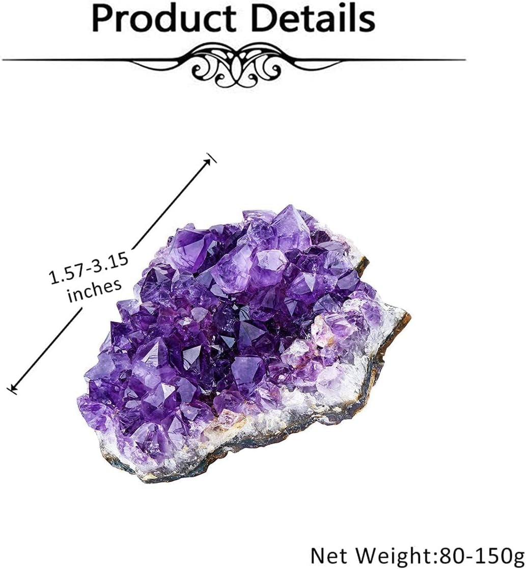 Natural Amethyst Geode Cave Healing Crystal Stones Rock Cluster Druzy Witchcraft Raw Amethyst Gemstone Specimen (0.18-0.33 Pound)