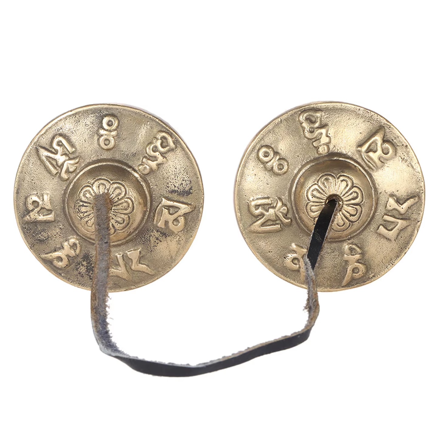 2.6In/6.5Cm Handcrafted Tibetan Meditation Tingsha Cymbal Bell with Buddhist Lucky Symbols