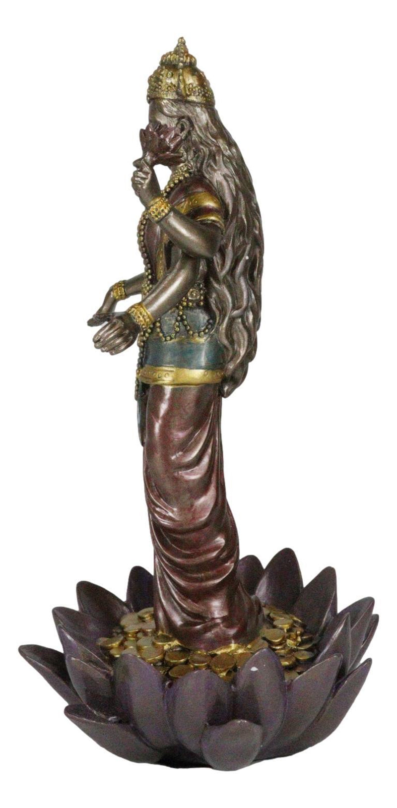 Ebros Hindu Goddess Lakshmi Standing on Lotus Blossom Statue Deity of Prosperity