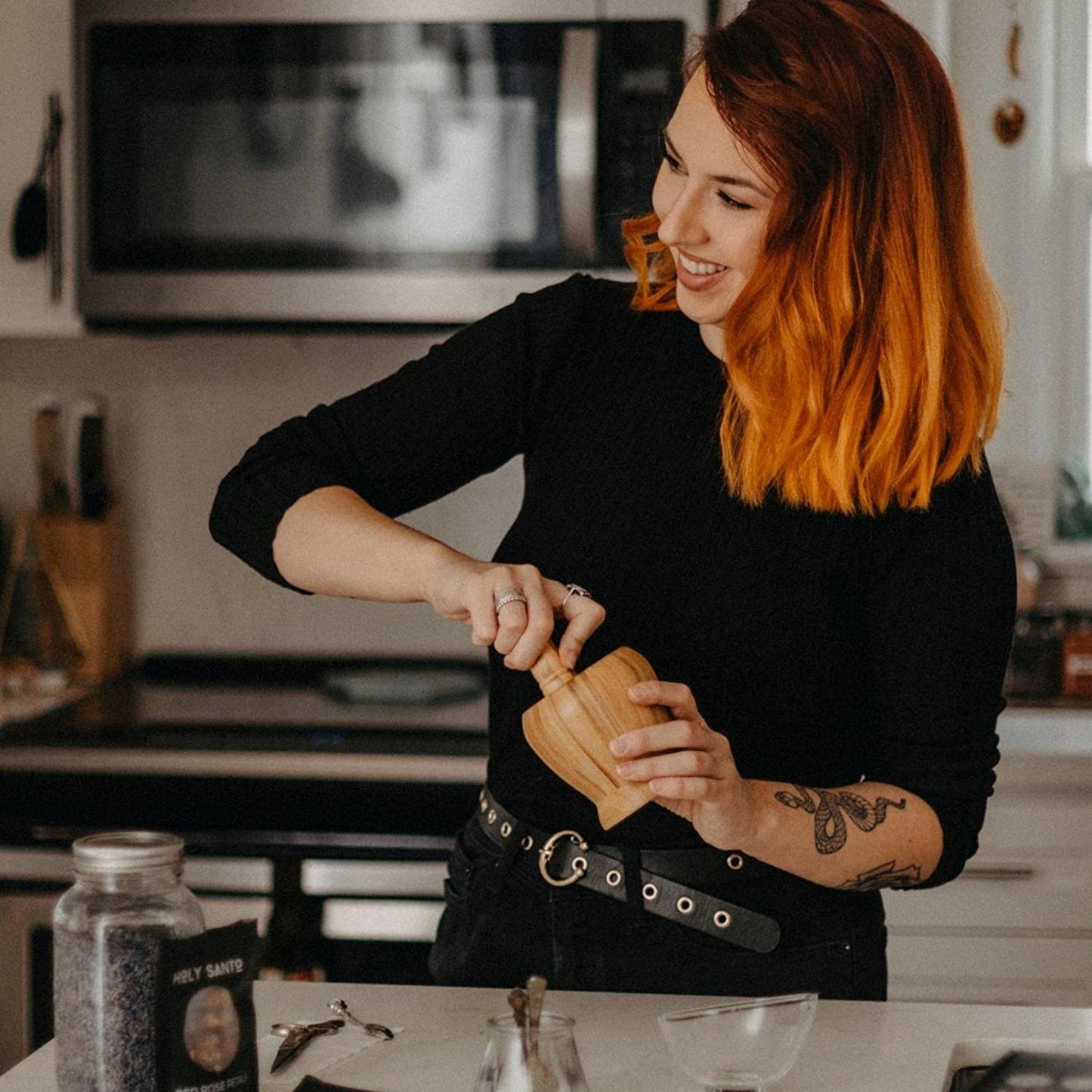 Holy Santo Organic Dried Herbs for Witchcraft Supplies Kit - 10 Witch Herbs for Spells with Crystal Spoon in Beginner Witchcraft Kit - Witchy Gifts, Wiccan Supplies and Tools