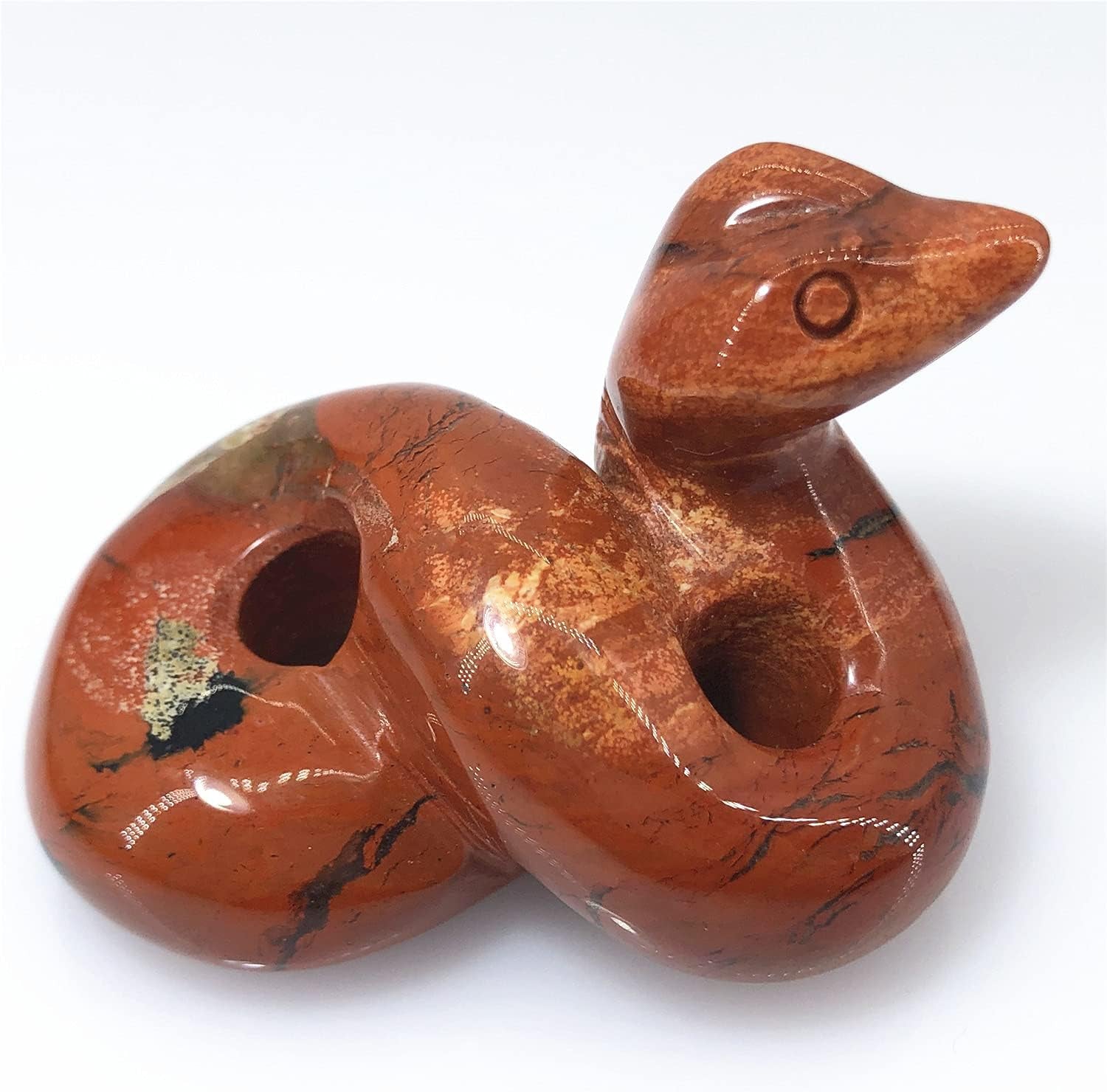 2" Snake Figurine, Hand Carved Healing Crystal Animal Statue Sculpture Home Decoration Red Jasper Snack AL-RJS