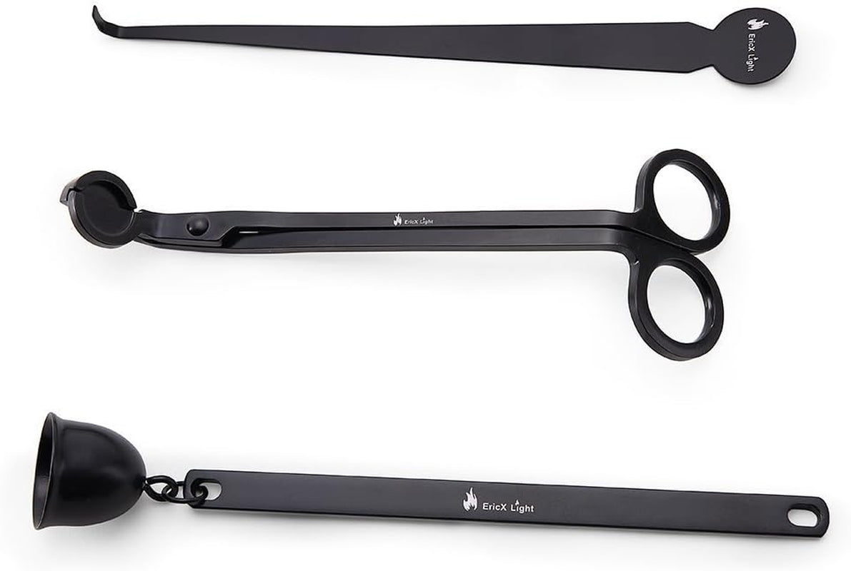 Ericx Light 3 in 1 Candle Accessory Set, Candle Wick Trimmer, Candle Wick Dipper, Candle Snuffer,Black