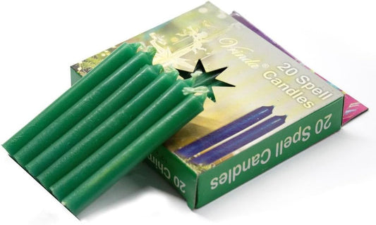 ® Set of 20-4" Mini Chime Ritual Spell Unscented Taper Candles – Ideal for Chime/Altar/Spell Work (Green)
