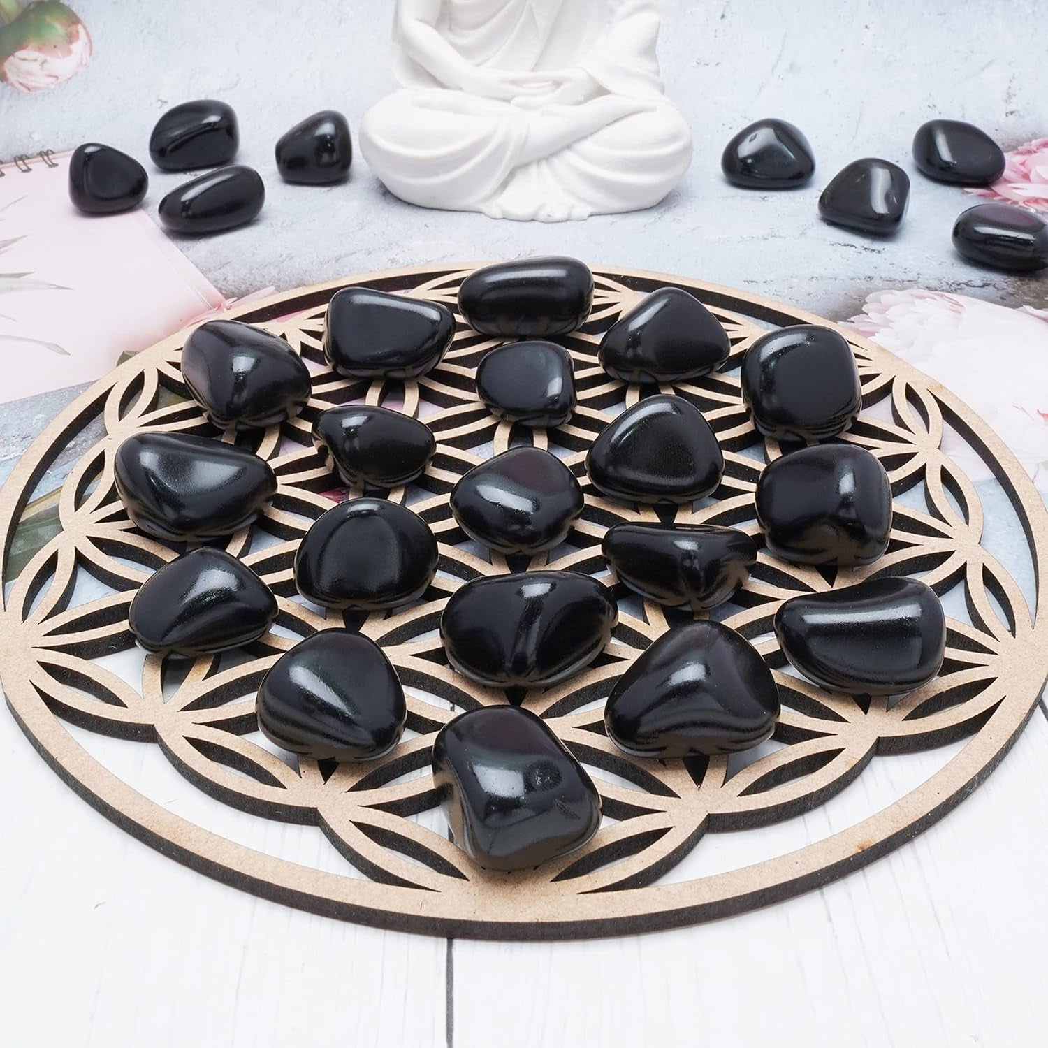 1Lb Black Tourmaline Tumbled | Polished Crystals Healing | Natural Stones | Feng Shui | Chakra Balancing | Good Luck | Reiki Gift | Home Decor