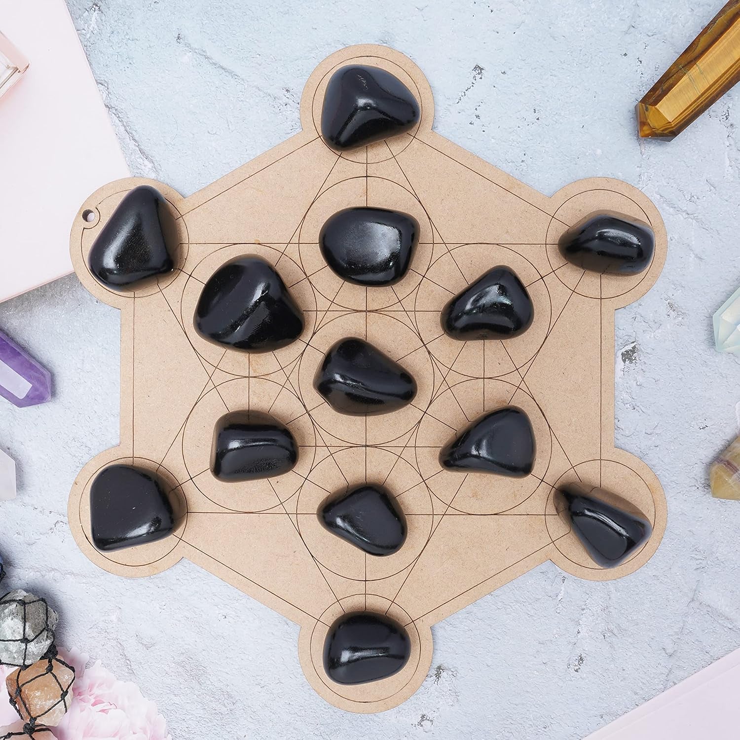 1Lb Black Tourmaline Tumbled | Polished Crystals Healing | Natural Stones | Feng Shui | Chakra Balancing | Good Luck | Reiki Gift | Home Decor