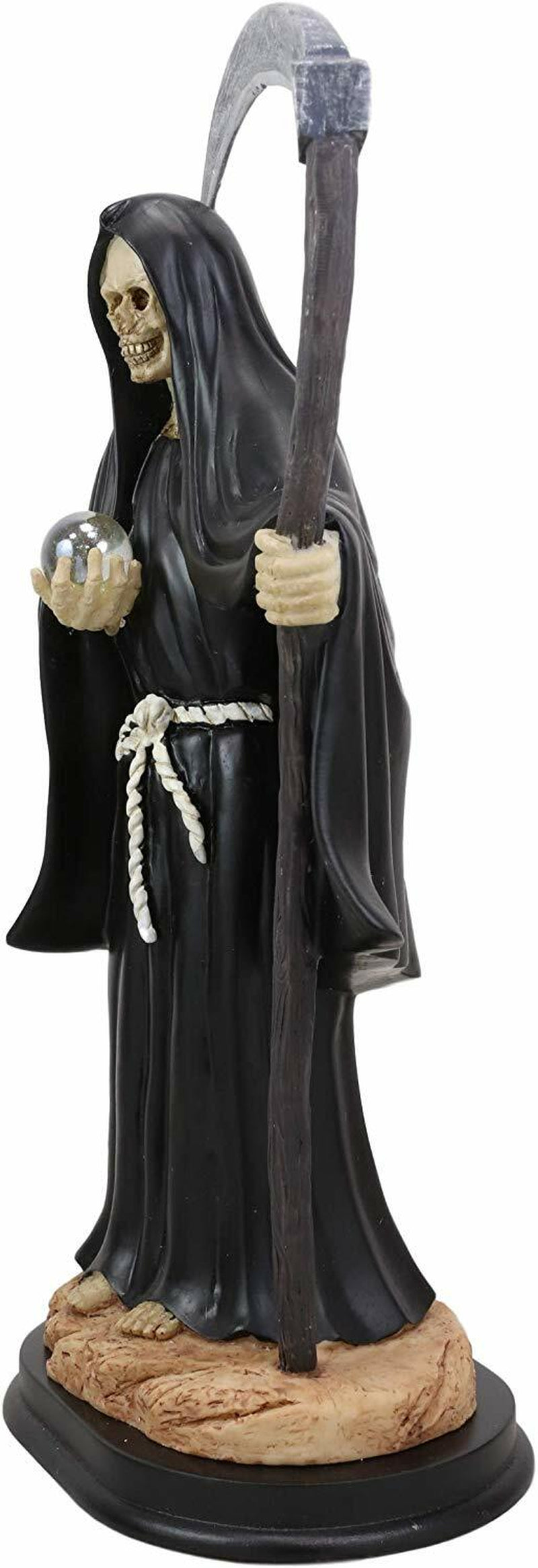 Ebros 12.75" Tall Holy Santa Muerte Holding Scythe in Black Tunic Robe Statue