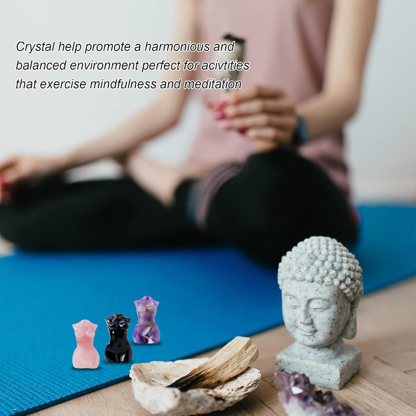 Natural Rose Quartz Goddess Image Hand-Carved Female Model Collect Sculpture Crafts Healing Crystal Meditation Yoga Balancing Chakras Reiki Statue Pocket-Sized Home Ornaments Spiritual Gifts