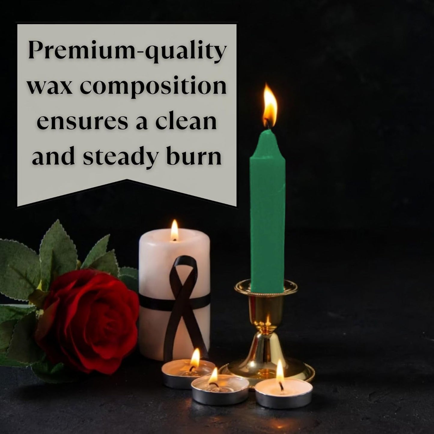 ® Set of 20-4" Mini Chime Ritual Spell Unscented Taper Candles – Ideal for Chime/Altar/Spell Work (Green)