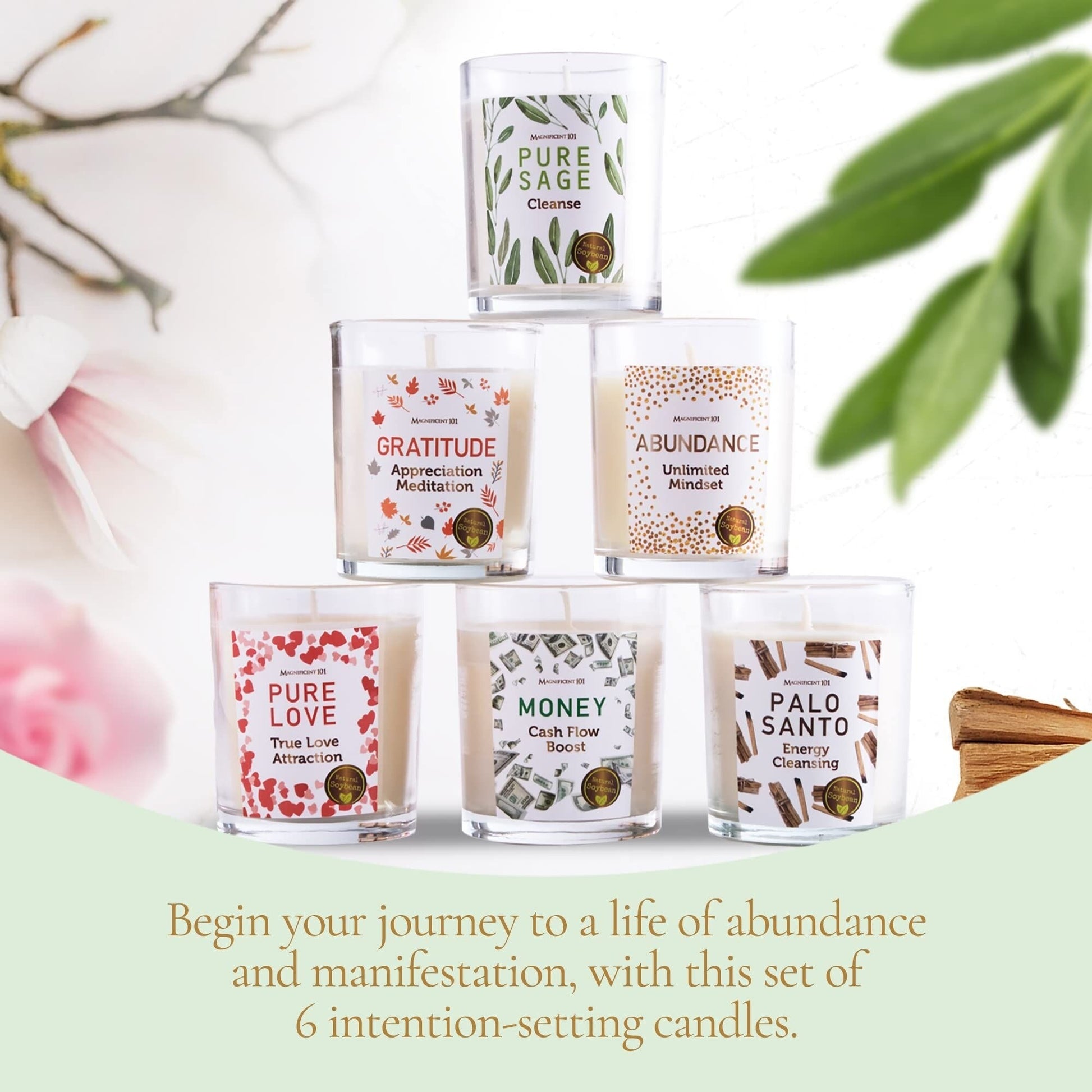Long-Lasting Manifestation & Intention Aromatherapy Candles - Set of 6