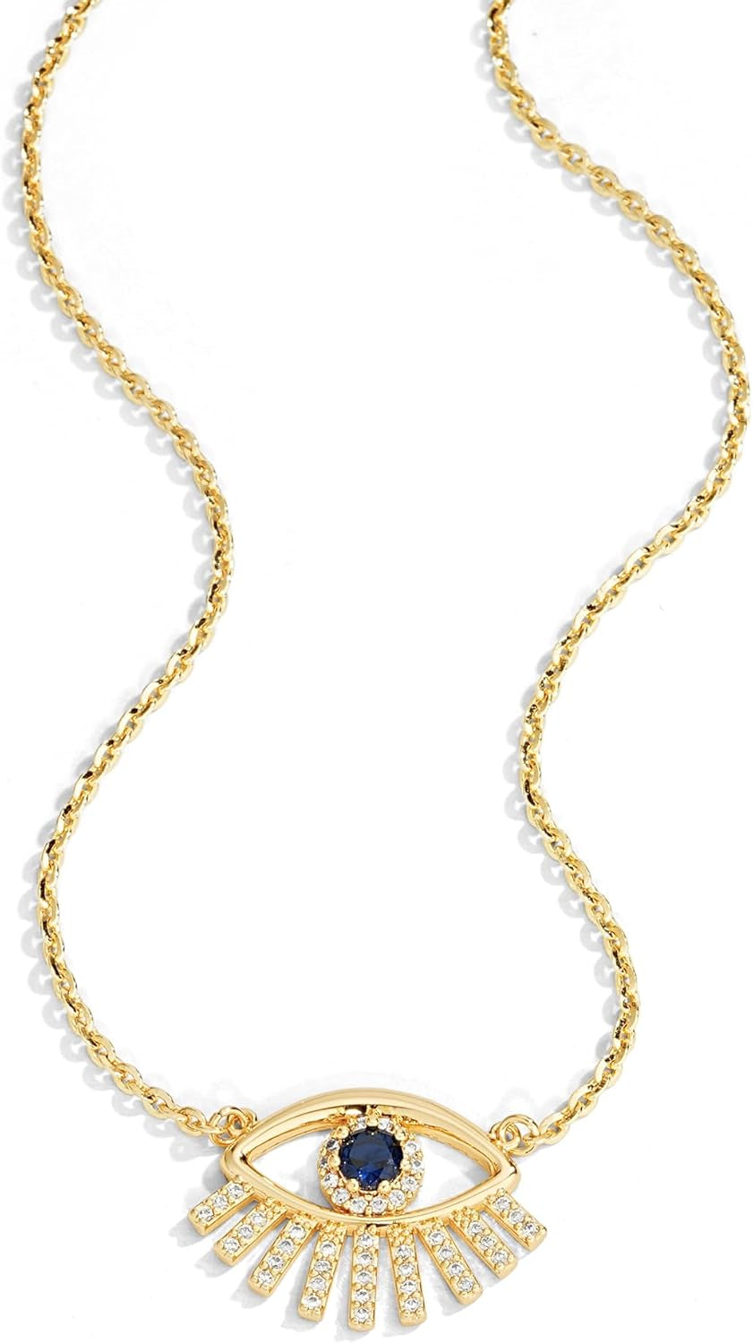 Gold Dainty Evil Eye Necklace for Women 18K Gold Plated Cute Delicate Solitaire Cubic Zirconia Boho Protection Evil Eye Minimalist Simple Necklace